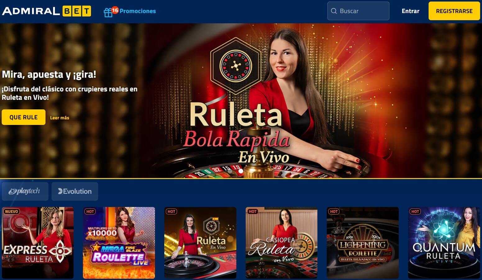 Variedad de Juegos Admiral Bet