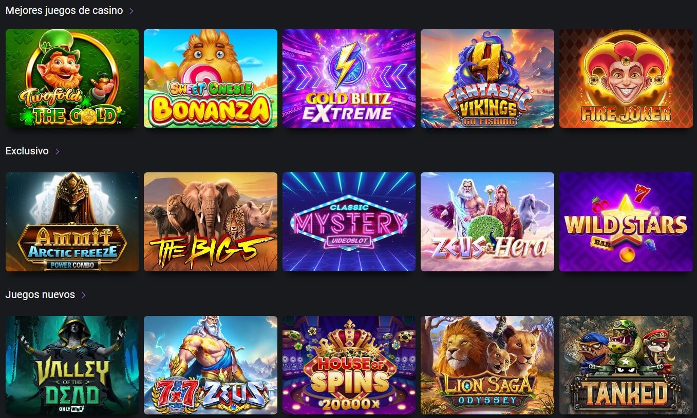 Variedad de juegos de OneCasino